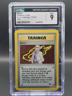 CGC 9 MINT Blaine 2000 Gym Challenge 17/132 Holo Pokemon Card - Image 1