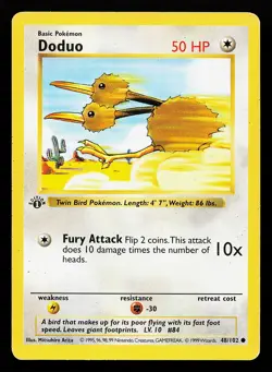 Doduo 48/102 Common 1st Edition Base Set (Shadowless) Pokemon Card - Image 1
