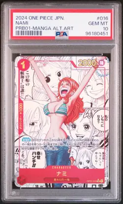 PSA 10 One Piece Card Nami OP01-016 Manga Rare Alt Art The Best Japanese PRB-01 - Image 1