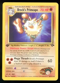 Brock's Primeape Gym Challenge 35/132 1st Edition Uncommon Pokemon Card WOTC P1 - Image 1
