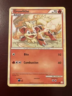 Growlithe 65/123 HeartGold & SoulSilver Base Set 2010 English Pokemon TCG Card - Image 1