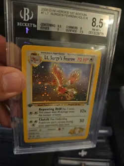 Pokemon 2000 First Edition Gym Heroes Lt. Surge's Fearow BGS 8.5 - Image 4