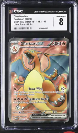 2023 POKEMON MEW EN-151 ULTRA RARE #183 CHARIZARD EX CGC 8 - Image 1