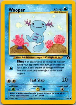 Wooper 71/75 Common Neo Discovery Pokemon Lightly Played - Image 1