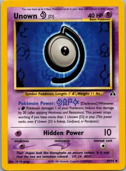 Unown [D] 47/75 Uncommon Neo Discovery Pokemon Lightly Played - Image 1