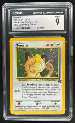 1999 Pokemon Wizards Black Star Promos Meowth #10 CGC 9 - Image 1