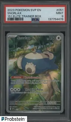 2023 Pokemon SVP EN 151 Elite Trainer Box #051 Snorlax PSA 9 MINT - Image 1