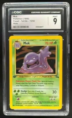1999 Pokemon Fossil 1st Edition Muk #13/62 CGC 9 - Image 1