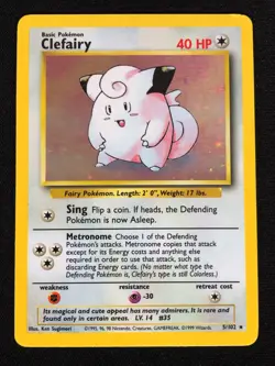 Pokemon Clefairy Base Set 5/102 Holo (LP) - Image 1