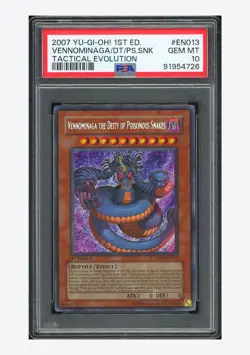 YUGiOh PSA10 Vennominaga the Deity of Poisonous Snakes Secret TAEV-EN013 1ST ED. - Image 1