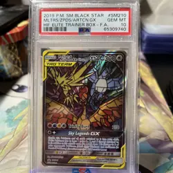 PSA 10 - 2019 Pokemon Hidden Fates MOLTRES ZAPDOS ARTICUNO GX #SM210 (4363) - Image 1