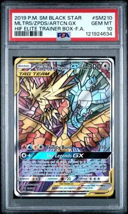 Moltres Zapdos Articuno GX SM210 Pokemon Hidden Fates Stained Glass Birds PSA 10 - Image 1