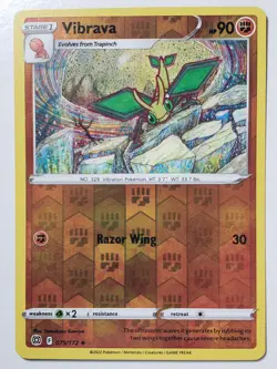 REVERSE HOLO Vibrava 075/172 VLP Brilliant Stars Pokemon Card - Tomokazu Komiya - Image 1