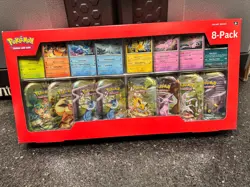 *ERROR* Pokemon TCG Prismatic Evolutions Costco 8 Mini-Tin Bundle w/ Promo Cards - Image 1