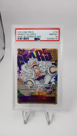 2023 Monkey D. Luffy One Piece OP05-119 Gear 5 Alternate Art Card PSA 10 - Image 1