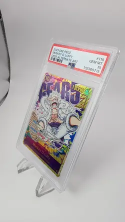 2023 Monkey D. Luffy One Piece OP05-119 Gear 5 Alternate Art Card PSA 10 - Image 2