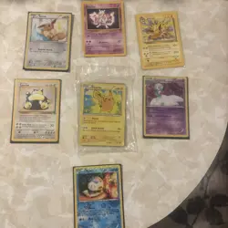 Pokemon 7 Card Lot Pickachu Pokemon Movie Mewtwo Eevee Snorlax - Image 1