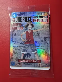 One Piece Monkey D. Luffy US Voyage College Basketball Promo Card Sealed - Image 1