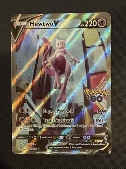 Pokemon Go TCG Mewtwo v Alternate Full Art Holo Card 072/078 NM Condition - Image 1