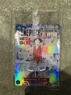 One Piece Monkey D. Luffy College Basketball US Voyage Promo Card - SHIPS TODAY! - Image 1