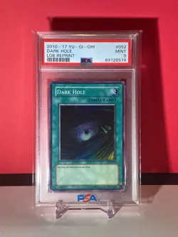 PSA 9 MINT Dark Hole LOB-052 LOB REPRINT 2010-17 Yugioh Card - Image 1