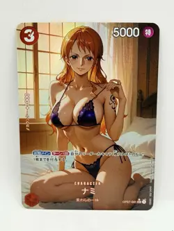 One Piece Goddess Nami #1 Sunrise Special Doujin Kawaii Holo Art Card - Image 1