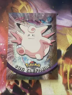 Holo Foil #36 CLEFABLE Blue Logo Pokemon Topps TV Animation Edition Card 1999 - Image 1