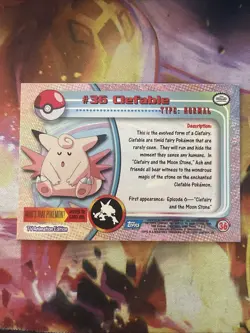 Holo Foil #36 CLEFABLE Blue Logo Pokemon Topps TV Animation Edition Card 1999 - Image 2