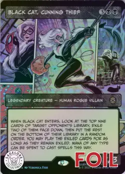 MTG Black Cat, Cunning Thief (Borderless) (222) | NM Foil | Spider-Man {SPM} - Image 1