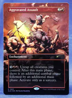 Aggravated Assault -Rainbow FOIL- MTG -(1983) Frank Frazetta Secret Lair SLD -NM - Image 1