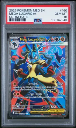 2025 POKEMON MEG EN-MEGA EVOLUTION ULTRA RARE #160 MEGA LUCARIO EX PSA 10 - Image 1