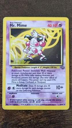 Pokemon TCG Mr. Mime Jungle 6/64 Holo Unlimited Holo Rare - Image 1