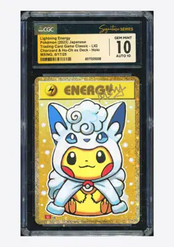 Pokemon CGC 10 GEM MINT AUTO 10 Lightning Energy Holo Msing 2023 #LIG CLL Japane - Image 1