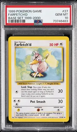1999 POKEMON BASE SET 1999-2000 “4TH PRINT” #27 FARFETCH'D PSA 10 - Image 1