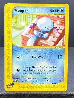 Wooper 66/147 Aquapolis Regular Uncommon POKEMON 2002 Light Play LP Wavy Bending - Image 1