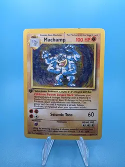 Pokemon Machamp 1st Edition 8/102 Unlimited Base Set 1999 Holo - Image 1