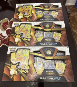 3x Sealed Shining Legends Raichu GX Special Collection Box - Pokemon TCG - Image 2
