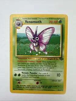 Pokemon TCG Jungle Set Venomoth Unlimited #29/64 Non Holo Rare 1999 WOTC VTG NM - Image 1