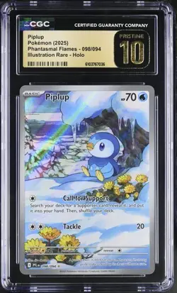 Piplup *CGC PRISTINE 10* Illustration Rare *#98* Phantasmal Flames *Pokmeon - Image 1