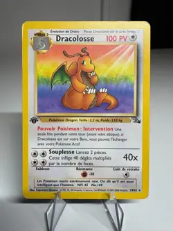 Pokemon 1st Edition Dracolosse - French Dragonite 19/62 Fossil Set Vintage 2000 - Image 1