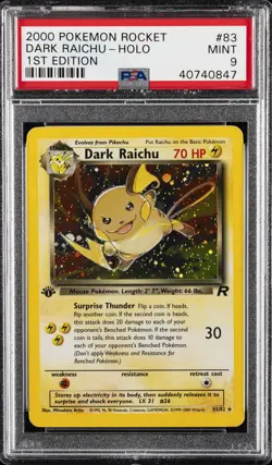 2000 POKEMON ROCKET 1ST ED #83 DARK RAICHU-HOLO PSA 9 - Image 1