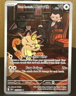 Pokemon Team Rocket's Meowth 203/182 Sv10 Destined Rivals Illustration Rare Holo - Image 1