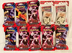 8 Pokemon TCG Destined Rivals Sleeved Packs & 2 Checklines - Factory Sealed Lot - Image 1