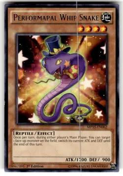 Yugioh Performapal Whip Snake MP15-EN062 Rare 1st Edition - Image 1