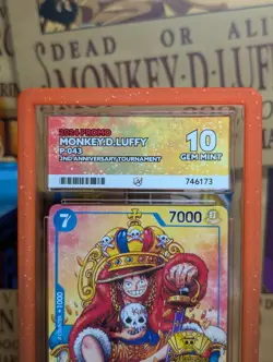 Monkey D Luffy P-043 PROMO 2nd Anniversary Stamp ONE PIECE ACE 10 With Guard - Image 4
