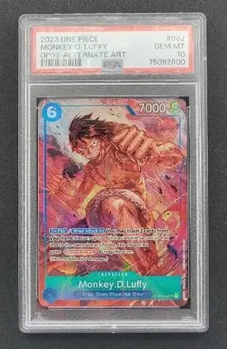 2023 One Piece MONKEY D LUFFY Alt Art #OP02-062 Paramount War English PSA 10 - Image 1
