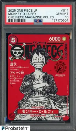 Monkey D Luffy One Piece Mag Vol. 20 Promo #ST21-014 Japan PSA 10 GEM MT - Image 1