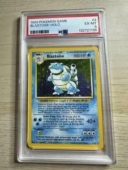 1999 Pokemon TCG Base Set Blastoise Holo Rare Card 2/102 PSA 6 - Image 1