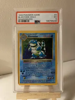 PSA 5 Base Set SHADOWLESS Rare Holo Blastoise Card 2/102 Pokemon TCG - Image 1