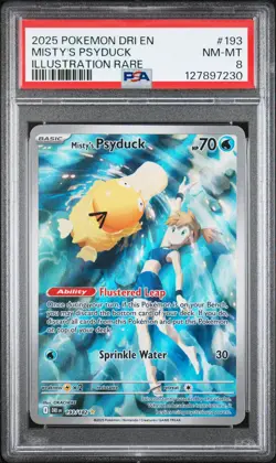 2025 POKEMON DRI EN-DESTINED RIVALS ILLUSTRATION RARE #193 MISTY'S PSYDUCK PSA 8 - Image 1
